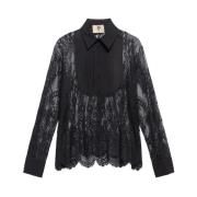 Aniye By Asymmetrisk blus i spets Black, Dam