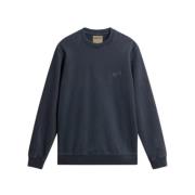 Woolrich Blå Crewneck Melton för Män Blue, Herr