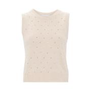 Ermanno Scervino Beige Rhinestone Sweater Beige, Dam