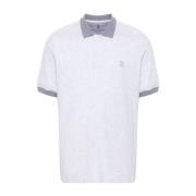 Brunello Cucinelli Grå Polo Tröja med Broderad Logotyp White, Herr