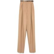 Sportmax Beige Ullblandning Wide Leg Byxor Beige, Dam