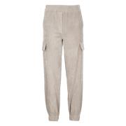 D.Exterior Beige Corduroy Elastisk Midja Byxor Beige, Dam