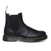 Dr. Martens Svarta läderankelstövlar med elastisk stängning Black, Her...