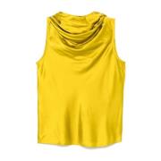 Pinko Satin Finish Ärmlös Cowl Neck Top Yellow, Dam