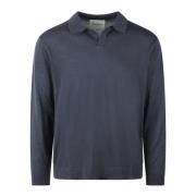 Closed Kashmir V-Neck Polo Sweater Blue, Herr