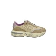 Premiata Gyllene Nylon Sneaker Cassie Modell Beige, Dam