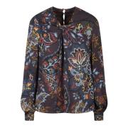 Etro Blommig Paisley Blus Knutdetalj Multicolor, Dam