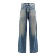 MM6 Maison Margiela Wide Leg Jeans med Numeric Signature Blue, Herr