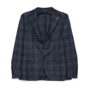 Tagliatore Blå Tweed Check Jacka Blue, Herr