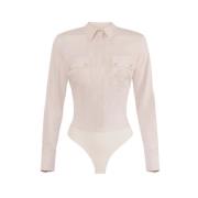 Elisabetta Franchi Body Skjorta Beige, Dam