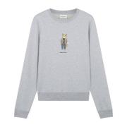 Maison Kitsuné Bomulls sweatshirt med rävtryck Gray, Dam