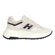 Hogan Vit tyg svarta sneakers White, Dam