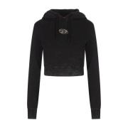 Diesel Svart Bomullshoodie Vintage Effekt Black, Dam