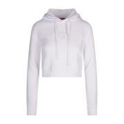 Diesel Vit Oval D Logo Hoodie White, Dam