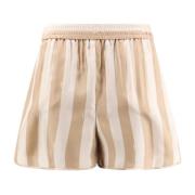 Fendi Silke Pequin Shorts med Elastisk Midja Beige, Dam