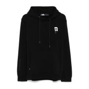 Karl Lagerfeld Svart Huva Tröja Logo Patch Fleece Black, Herr