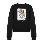 Moschino Signatur Teddy Bear Crew Neck Sweater Black, Dam