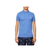 Polo Ralph Lauren Slim Fit Piqué Bomull Polo Skjorta Blue, Herr