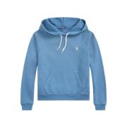 Ralph Lauren Petrol Blue Hoodie Känguruficka Blue, Dam