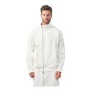 Armani Exchange Vit Zip Tröja Scuba Stil White, Herr