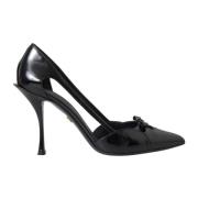 Dolce & Gabbana Svarta Läder Spetsiga Klackar Pumps Black, Dam