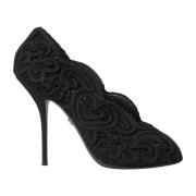 Dolce & Gabbana Svart Cord Ricamo Högklackade Pumps Black, Dam