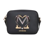 Love Moschino Svart axelväska med monogramlogo Black, Dam