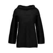 Luisa Cerano Pullover med sjalkrage för kvinnor Black, Dam