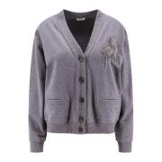 Brunello Cucinelli Monili detalj Bomullscardigan Gray, Dam