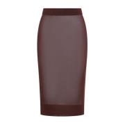 Saint Laurent Prune Midi Kjol Brown, Dam