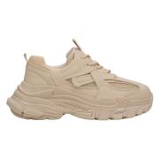 Estro Kvinnors Beige Låga Sneakers med en Chunky Platform ES8 Er001157...