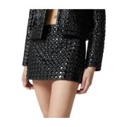 Pinko Quiltad Läder Minikjol Black, Dam