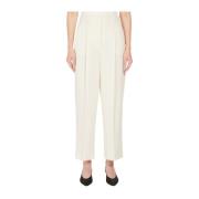 Max Mara Weekend Elegant Straight Leg Trousers Beige, Dam