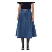 A.p.c. Denim Midi Kjol Tvättad Indigo Blue, Dam