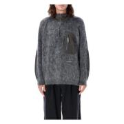 And Wander Grå Stickat Hoodie Aw24 Gray, Herr