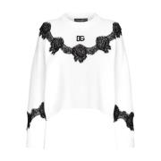 Dolce & Gabbana Stilren Tröja med Unik Design White, Dam