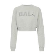 Ball Grå Cropped Sweatshirt med Paljett Logo Gray, Dam