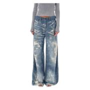 Diesel Vintage-inspirerade Blå Wide-leg Jeans Aw24 Blue, Dam