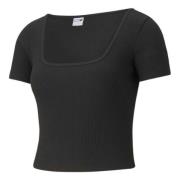 Puma Klassisk Ribbad Figursydd T-shirt Black, Dam