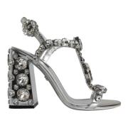 Dolce & Gabbana Silver Kristall Högklackade Sandaler Gray, Dam