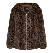 Cesare Gaspari Urban Faux Fur Jacket - Leopard Brown, Dam