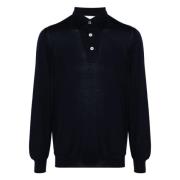 Lardini Ull Polo Skjorta med 3 Knappar Blue, Herr