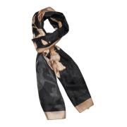 Gustav Tryckt Sidenscarf Svart/Sand Black, Dam