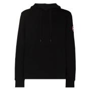 Canada Goose Svart Logo-Patch Hoodie Black, Herr