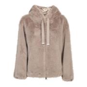 Herno Beige Faux Fur Bomber Jacket Beige, Dam