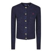 Ralph Lauren Tvåfärgad Cash Cardigan Tröja Blue, Dam