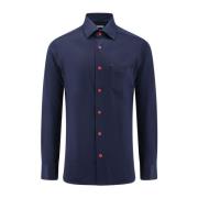 Kiton Bomullsskjorta med emaljknappar Blue, Herr