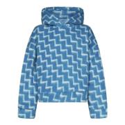 Bonsai Blå Zigzag Ull Kashmir Hoodie Blue, Herr