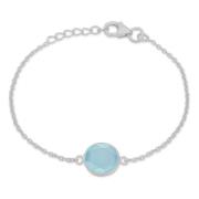 Frk. Lisberg Chalcedon Silverarmband med Aqua Sten Gray, Dam