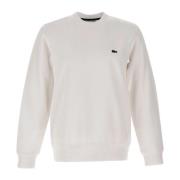 Lacoste Vit Bomulls Sweatshirt med Logopatch White, Herr